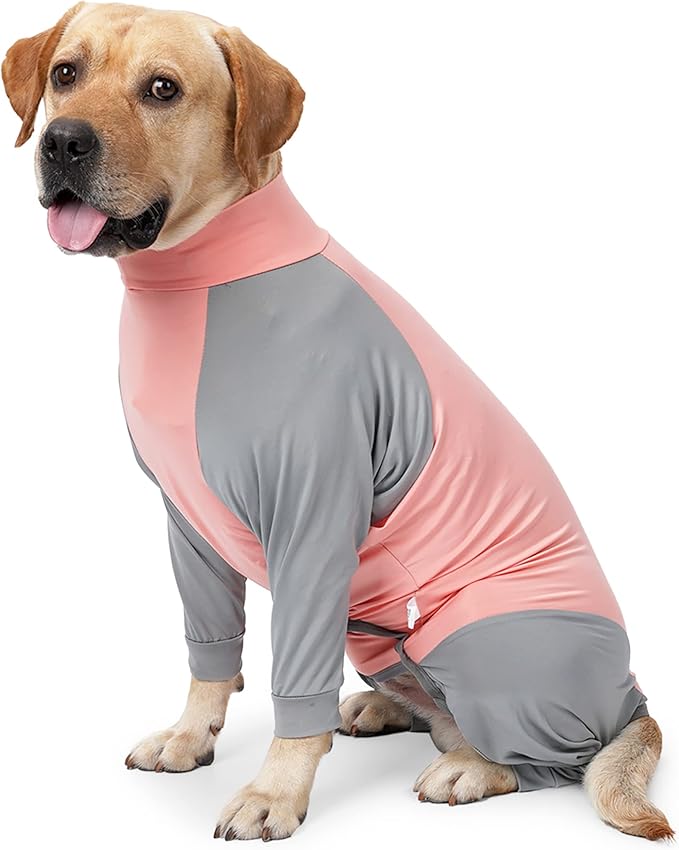 Dog Recovery Suit, Abdominal Wound After Surgery Wear, Prevent Licking Wounds, E-Collar & Cone Alternatives, Long Sleeve Postoperative Shirts Dog Pajamas Prevent Shedding(XL, Pink)-PawvioPets
