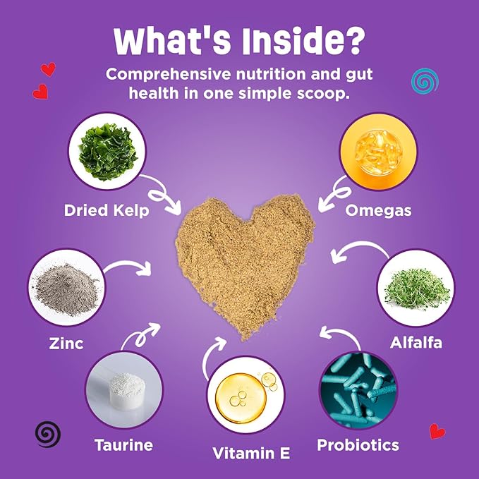 Dinovite for Cats Supplement - Immune + Digestive, Skin + Coat Support, Vitamins, Minerals, Omega 3, Enzymes, Probiotics. Reduces Shedding, Dry Skin, Itching, Stinking, Bald Spots, Seasonal Issues-PawvioPets