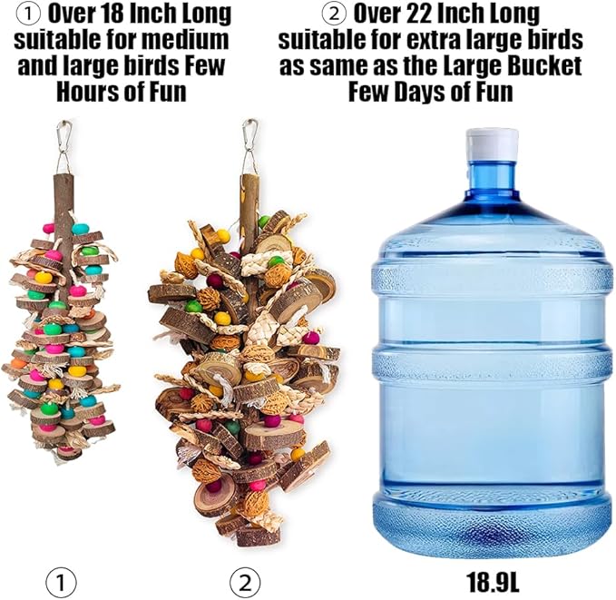 Extra Large Bird Parrot Toys- 21.7 inch Multicolored Natural Wooden Walnut Parrot Chewing Toy Suggested for Macaws cokatoos, African Grey and a Variety of Amazon Parrots. (Large Size)-PawvioPets