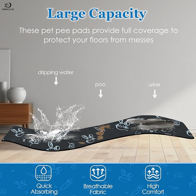 2-Pack Guinea Pig Cage Liner Washable, 36in x 48in Ultra-Absorbent Guinea Pig Bedding for Cage Non-Slip Leak-Proof Pee Pads for Dogs Rabbit Bunny Cat Litter Mat, Navy-PawvioPets