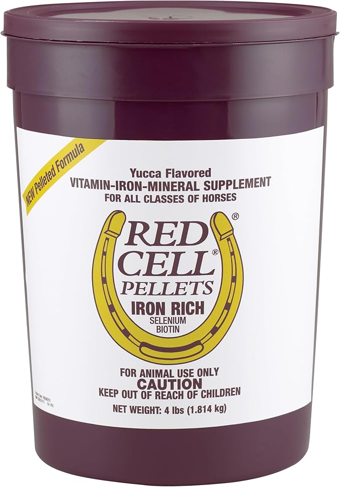 Farnam Horse Health Red Cell Pellets, Vitamin-Iron-Mineral Supplement for Horses, Helps Fill Important Nutritional Gaps in Horse's Diet, 4 lbs., 64-Day Supply-PawvioPets