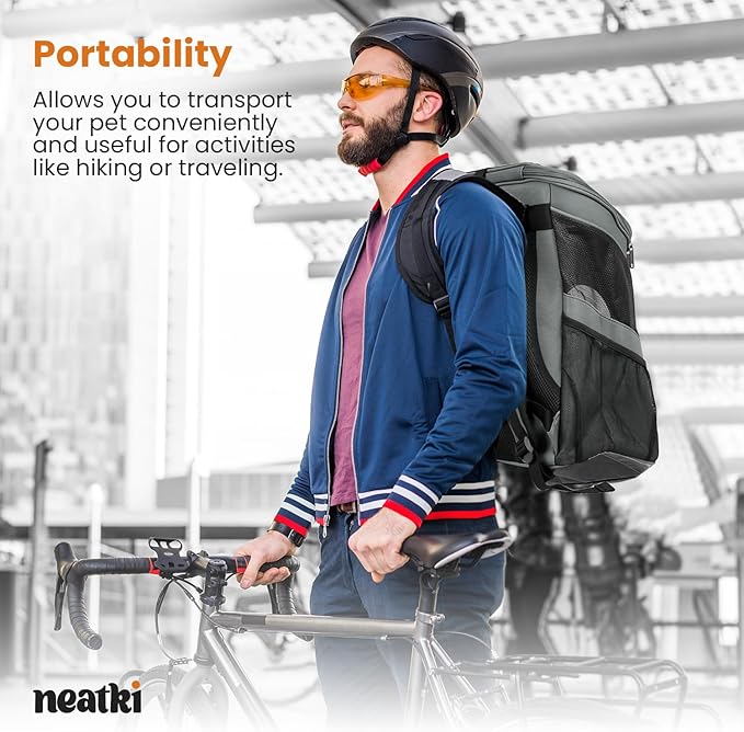 Cat Backpack Carrier, Airline Approved, Space Capsule Bubble Design, Ideal for Cats & Dogs up to 28-35 lbs, with Strong Straps, Safety Zippers, Mesh, Comfortable for Hiking & Travel (Grey)-PawvioPets