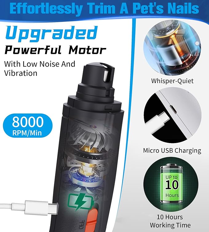 2 in 1 Dog Nail Clippers & Cat Nail Clippers Trimmers for Large Medium Small Dogs Cats Claw Trimmer Quick Sensor and Safety Guard USB Rechargeable Dogs Nail Trimmer with Catcher & 2 LED Lights-PawvioPets