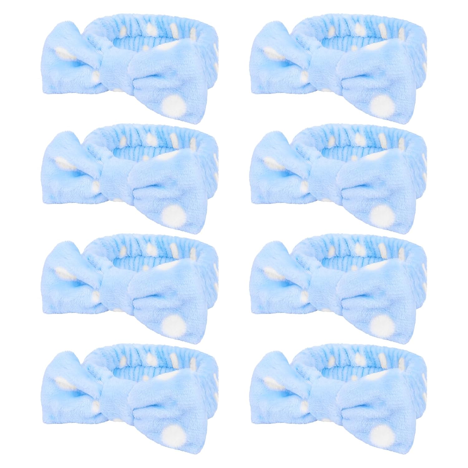 Semato 8 Pcs Blue Dot Bachelorette Party Favor Set Bridesmaid Headband Skincare Headbands for Women Party Supplies (blue dot)