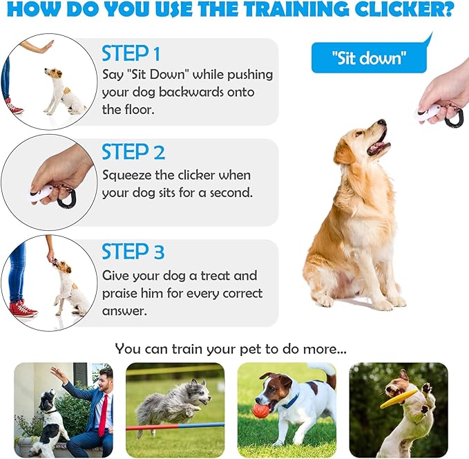 Dog Training Clicker with Wrist Strap - OYEFLY Durable Lightweight Easy to Use, Pet Training Clicker for Cats Puppy Birds Horses. Perfect for Behavioral Training 2-Pack (Red and Blue)-PawvioPets