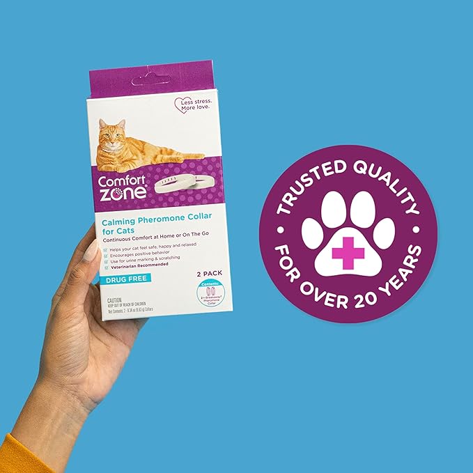Comfort Zone Cat Calming Collar Value Pack: 4 30-Day Calming Collars for 120 Days of Calm; Cat Pheromones Help Anxiety, Reduce Stress, Urine Marking, Scratching; Indoor or Outdoor Cats; Long-Lasting-PawvioPets