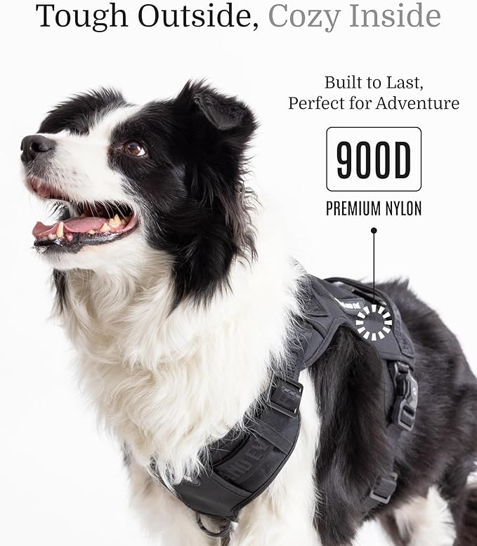 2025 New Edition, Fei & Eve MagEase Dog Harness - 3-Second Magnetic Buckles | 3-Point No-Pull Control | Heavy-Duty 900D Nylon | Dual Safety Handles | Breathable Mesh | Adjustable Fit | Large,Black-PawvioPets