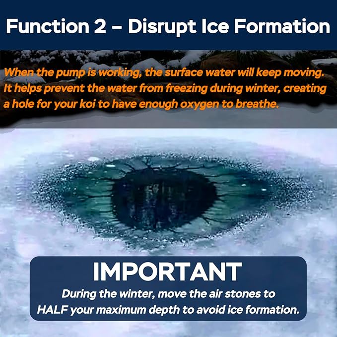 AquaMiracle All-in-1 Koi Pond Aeration Kit Pond Air Pump with Self-Sinking Airline Rubber Air Diffuser, Air Flow Control Pond Aerator for Outdoor Pond 2,000-5,000 Gallons-PawvioPets