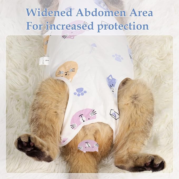 ANWA 2 Pack Cat Recovery Suit - Breathable Cat Onesie for Cats After Surgery Female, Kitten Surgery Recovery Suit Female Abdominal Wounds-PawvioPets