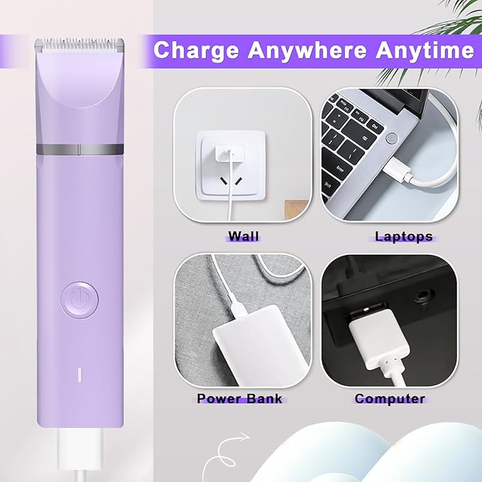 Dog Grooming Clippers Kit-Electric Rechargeable Cat Trimmer Tools-Cordless Quiet Pet Nail Paw Grinder-4 in 1 Multifunctional Low Noise Shaver-Razor for feet Face Ears Toenail Eye-PawvioPets