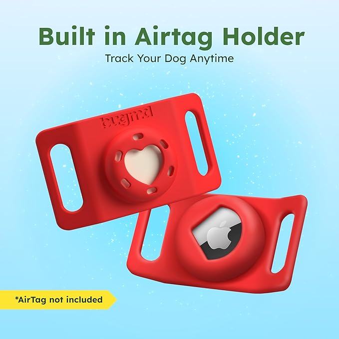 BugMD Paw Guardian Flea and Tick Prevention Pendant for Dogs with AirTag Holder | Plant-Powered Flea & Tick Control for Dog Collars Harnesses | Dog Tag with Air Tag Holder - Red-PawvioPets