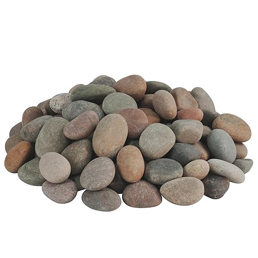 40lbs Large River Rocks for Landscaping, 2-3 Inch Natural Unpolished Bulk Pebbles, Hand-Picked Premium Stones for Garden Design Fish Tank, Flower Pots, Pathways and Backyard, Mixed Color-PawvioPets