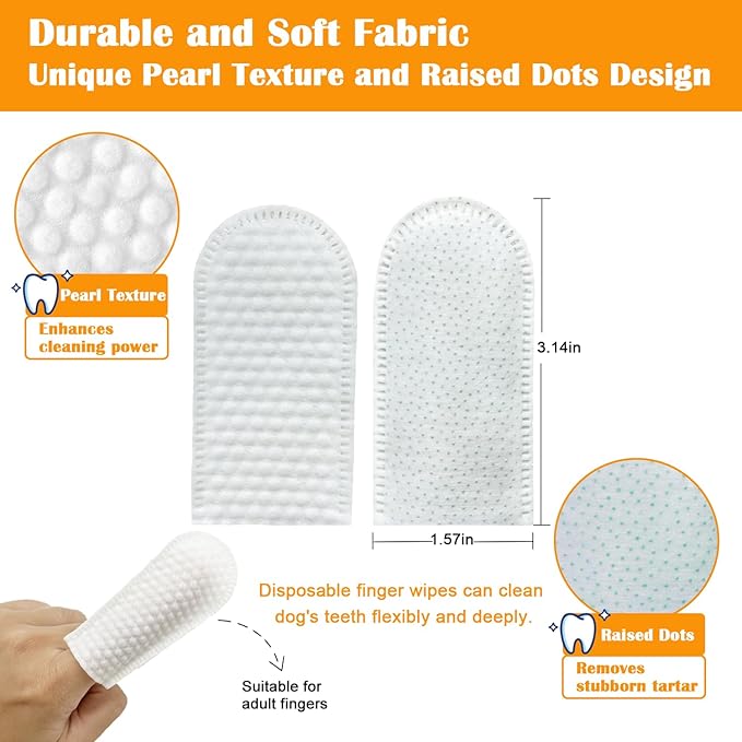 Dog Dental Wipes, Pet Dental Finger Wipes for Dogs & Cats, Dog Teeth Cleaning Wipes, Reduce Plaque & Tartar Buildup, Fresh Breath, Protect Gums, Dog Ear Cleaner Wipes Remove Wax, Coconut Scent, 50Pcs-PawvioPets