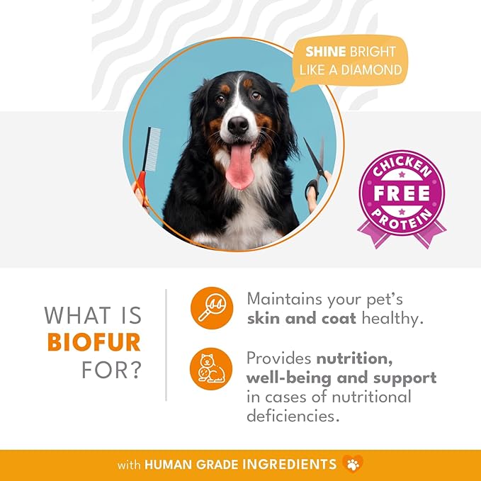 BIOFUR: Omega 3 Supplement for Cats & Dogs - Puppy Essentials & Dog Allergy Relief - Vitamins, Minerals for Feline & Canine Skin, Coat Health, Nutrition, Well-Being, Orange-PawvioPets