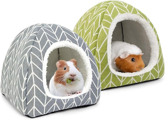 2 Pack Guinea Pig Hideout Bed Rabbit House Cave Accessories Cozy Hide-Out for Bunny Hedgehog Ferret Chinchilla&Other Small Animals-PawvioPets