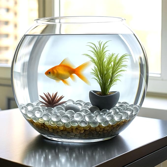 FUTUREPLUSX 1LB Clear Flat Glass Marbles, Vase Filler Glass Pebbles Floral Beads Table Aquarium Gravel Decoration DIY Craft-PawvioPets