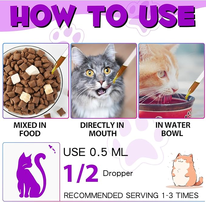 15-in-1 Multivitamin Drops for Cats - Immune Support, Skin & Coat Health, Digestion, Joint Care - with Vitamins A, B, C, D, E - Liquid Supplement for All Life Stages, Easy to Use, 2 fl.oz-PawvioPets