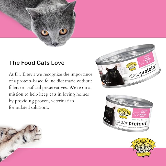 Dr. Elsey's cleanprotein Original Pork Recipe Wet Cat Food, (Pack of 24), 2.75oz Cans-PawvioPets