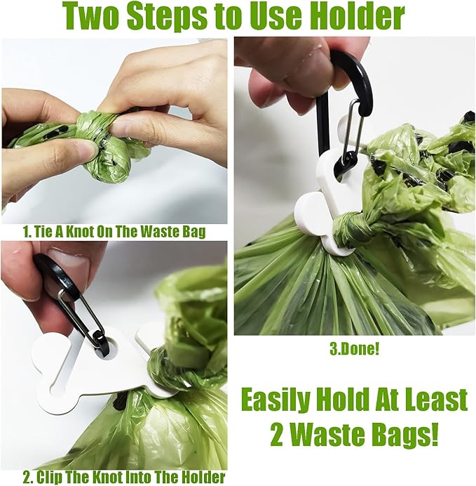 Dog Poop Bag Holder for Leash Attachment Dog Poop Bag Dispenser Dog Waste Bag Dispensers Dog Poop Bag Holders Fit Dog Leash Accessory With Hand Free Holder Carriers, Black-PawvioPets