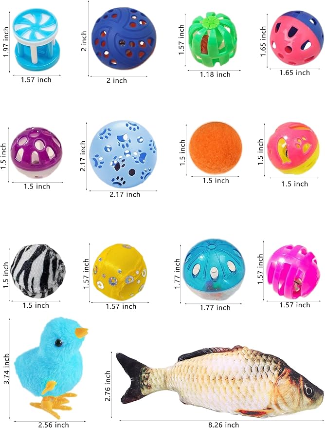 19-Piece Cat Toy Variety Pack for Kittens and Indoor Cats (1.5'' - 8.3'', Cat Toys Pro Collection)-PawvioPets