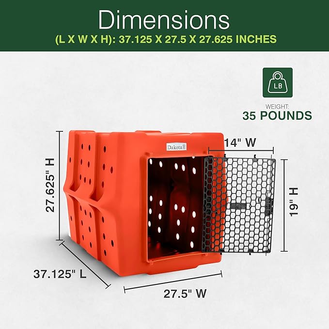 Dakota 283 Crate - Canine Rough and Tough Economy Kennel (Orange, Large)-PawvioPets