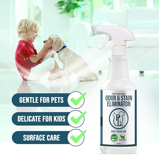 Dog & Cat Urine Enzyme Cleaner – Enzymatic Pet Stain & Odor Eliminator Spray for Carpet, Rugs, Litter Box & Artificial Turf – Non-Toxic, Ready to Use, 32 oz-PawvioPets