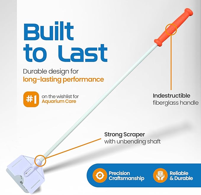 FL!PPER Flipper Platinum Aquarium Algae Scraper | Glass & Acrylic Tank Cleaner with Serrated Blade for Efficient Aquarium Maintenance (28” Rigid Shaft)-PawvioPets