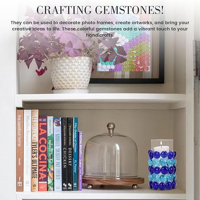 FUTUREPLUSX 0.97 pounds, Flat Glass Marbles, Blue Mixed Gemstone Vase Fillers Beads Decorative Glass Pebbles Floral Fish Tank Rocks for Vases Table Scatter Aquarium Decor-PawvioPets