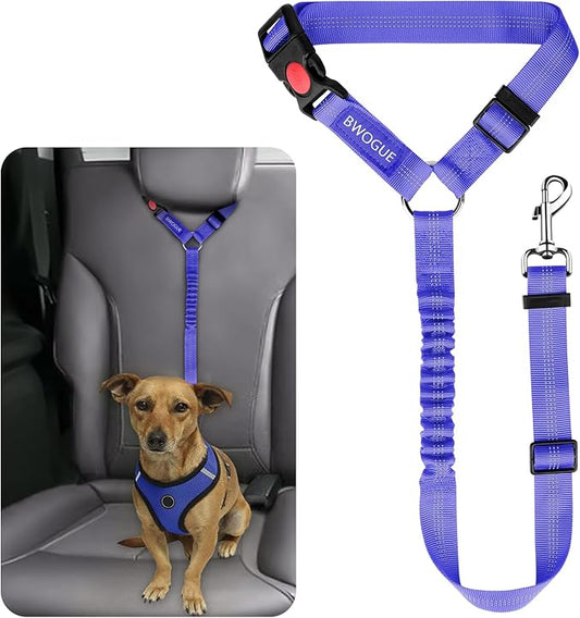 BWOGUE Pet Dog Cat Seat Belts, Car Headrest Restraint Adjustable Safety Leads Vehicle Seatbelt Harness (1 Pack)-PawvioPets