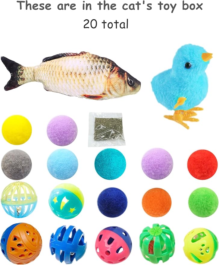 19-Piece Cat Toy Variety Pack for Kittens and Indoor Cats (1.5'' - 8.3'', Cat Toys Pro Collection)-PawvioPets
