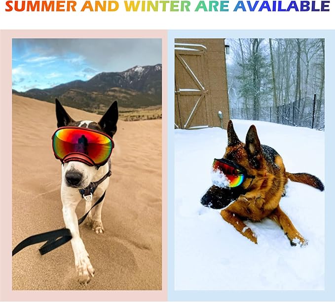 Dog Sunglasses, Large, UV Protection, Adjustable Strap, Soft Foam, Black-PawvioPets