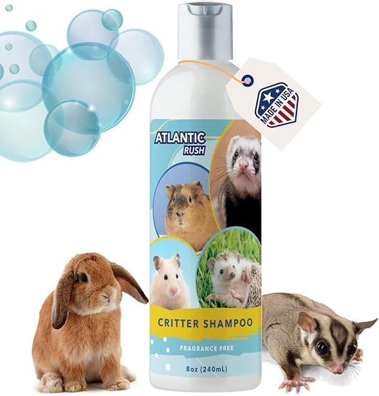 Critter Shampoo for Small Pets -Small Animal Fragrance & Detergent Free Shampoo - Sensitive Skin Shampoo for Ferrets, Guinea Pigs, Rabbits, Hedgehogs, Hamsters & Sugar Gliders (8 oz Fragrance Free)-PawvioPets