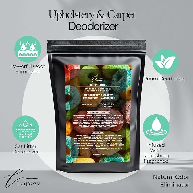 Fruity Loops Carpet Freshener Powder Refill 36 oz | Powerful Odor Eliminator for Home | Upholstery Deodorizer | Carpet Deodorizer | Pet Urine | Cat Litter Box-PawvioPets