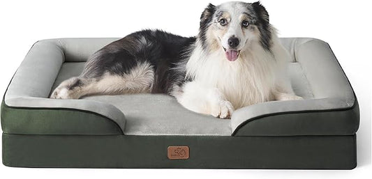 Bedsure XL Orthopedic Dog Bed for Extra Large Dogs - Waterproof XLarge Dog Cat Bed, Comfort Dogs Couch Sofa with Washable Removable Cover, Pet Bed with Nonskid Bottom, Boreal Canopy Green, 42"-PawvioPets