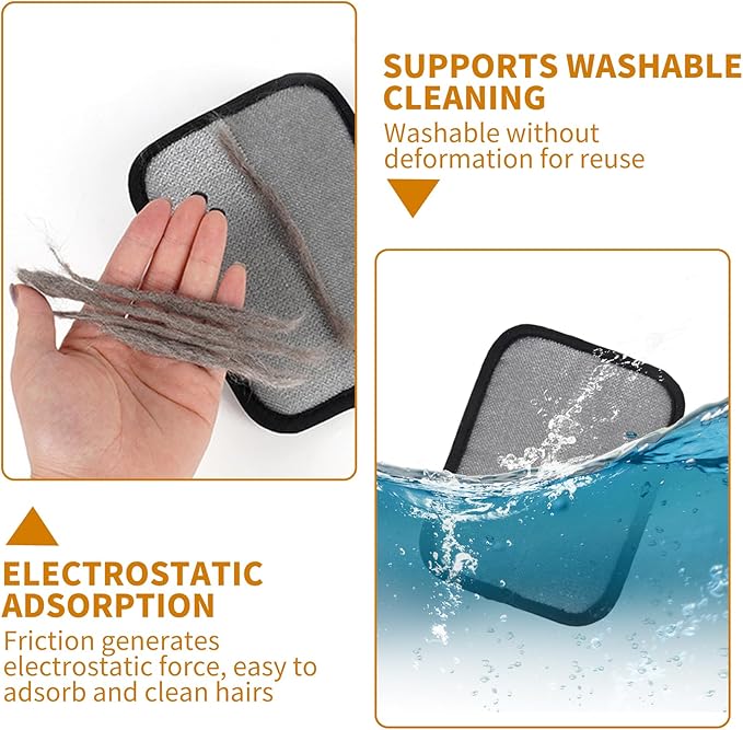 2PCS Electrostatic Pet Grooming Gloves, Reusable Hair Remover for Dog Cat Fur on Clothes Furniture Car Seat/Black-PawvioPets