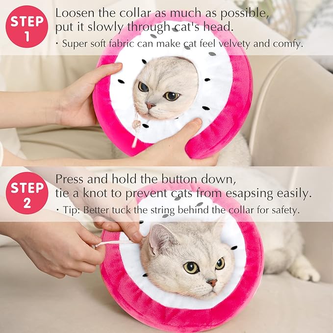 ANWA Adjustable Cat Cone Collar Soft, Cute Cat Donut Collar After Surgery, Kitten Recovery Cones to Stop Licking-PawvioPets