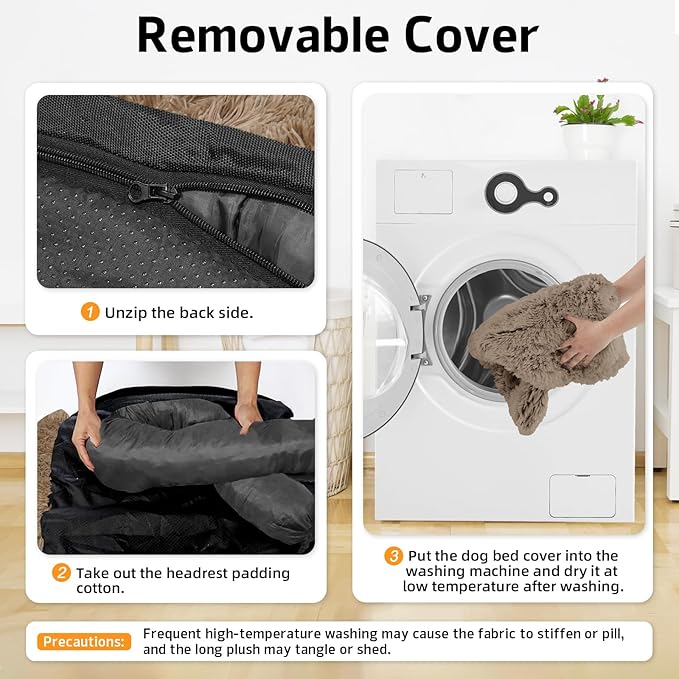 Calming Dog Bed Fluffy Plush Dog Mat for Furniture Protector with Removable Washable Cover for Large Medium Small Dogs and Cats (Medium(41x37x6), Camel)-PawvioPets