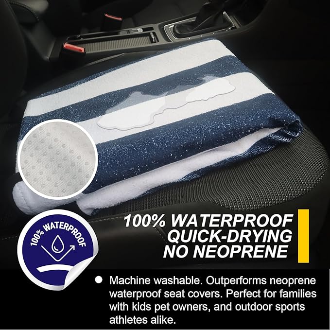 Back Seat Cover for Car Trucks Van SUV,Waterproof Rear Bench Towel Seat Covers for Dogs and Kids,Automotive Backseat Protector (Blue Stripe)-PawvioPets