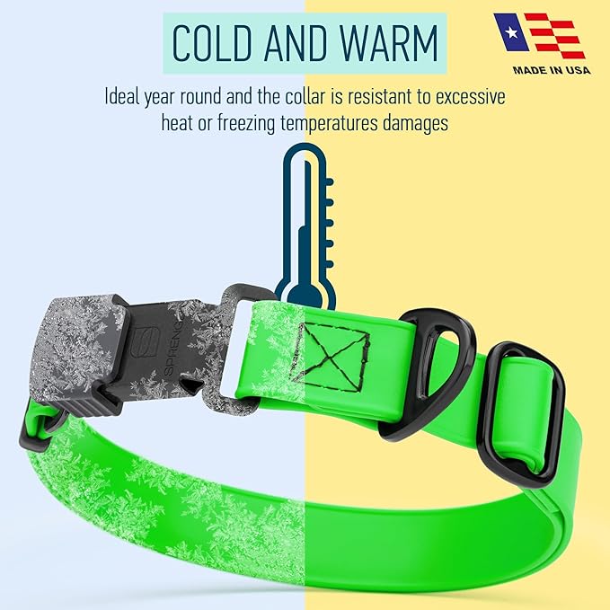 Dogline Biothane Waterproof Dog Collar with Herm Sprenger Stainless Steel Quick Release Buckle – Heavy Duty Tactical Durable Collar for Dogs – Comfortable and Safe Pet Collar, W 1" L 15-25", Green-PawvioPets