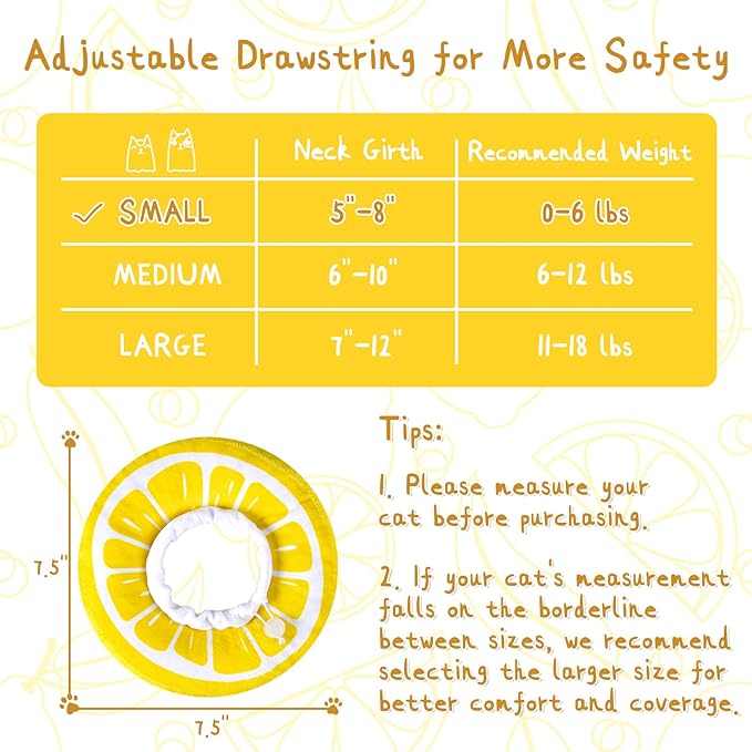 ANWA Adjustable Cat Cone Collar Soft, Cute Cat Donut Collar After Surgery, Kitten Recovery Cones to Stop Licking-PawvioPets