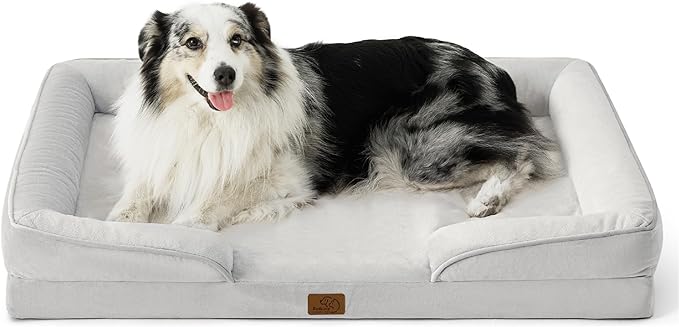 Bedsure XL Orthopedic Dog Bed for Extra Large Dogs - Washable XLarge Dog Cat Bed Waterproof, Comfort Dogs Couch Sofa with Washable Removable Cover, Pet Bed with Nonskid Bottom, Light Grey, 42"-PawvioPets