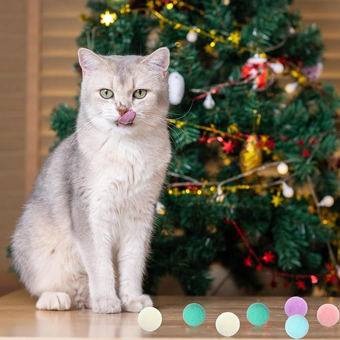 50 Pcs Cat Toy Balls 1.2-inch Colorful Cat Pom Pom Balls Soft Interactive Kitten Ball Cats Exercise Toys Fuzzy Kitten Interactive Playing Quiet Toy for Cats Pet-PawvioPets