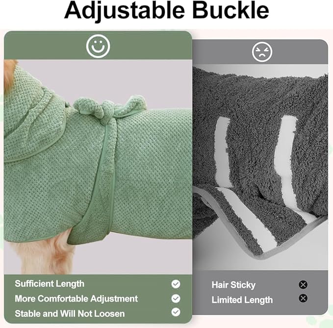 Giant Dog Bath Bubble, Quick Drying Super Absorbent Used for After Bathing, Warm Dog Towels, Adjustable Hoodies and Belts for Pet Dogs Bath Clothes Products(Green Jacquard, 6XL)-PawvioPets