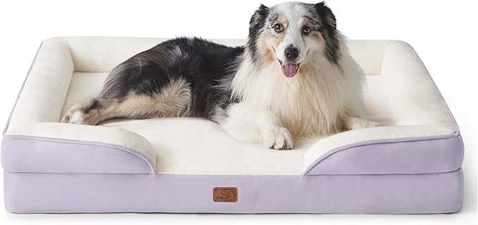 Bedsure XL Orthopedic Dog Bed for Extra Large Dogs - Washable XLarge Dog Cat Bed Waterproof, Comfort Dogs Couch Sofa with Washable Removable Cover, Pet Bed with Nonskid Bottom, Lavender, 42"-PawvioPets