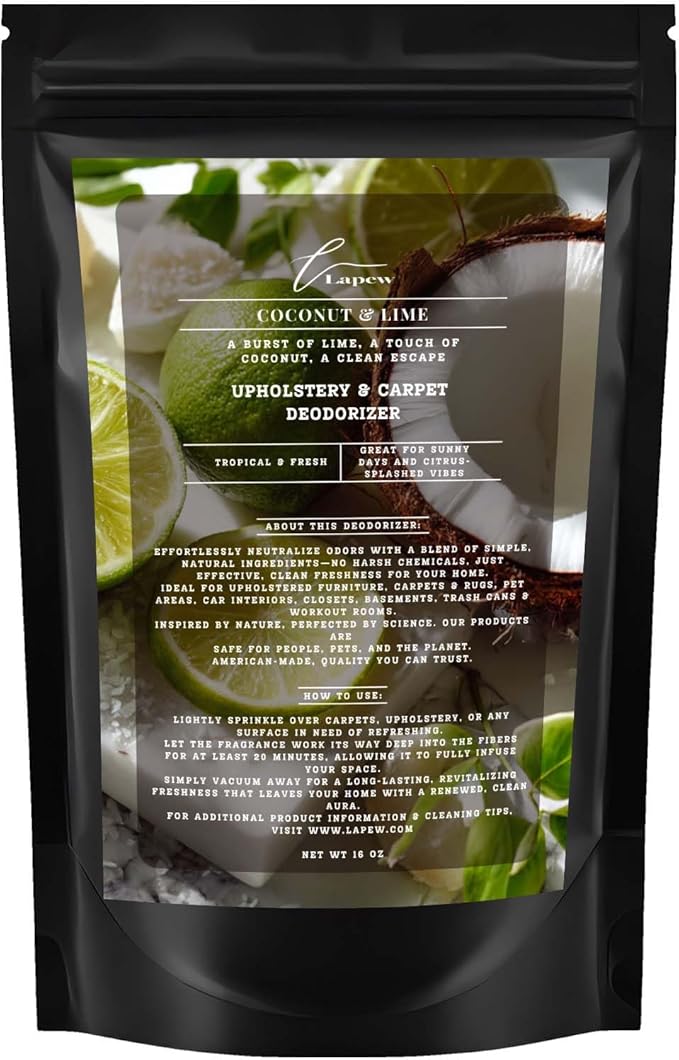 Coconut & Lime Carpet Freshener Powder: Powerful Odor Eliminator for Home, Upholstery Deodorizer, Carpet Deodorizer, Pet Urine, Cat Litter Box - Coconut Lime Verbena Fragrance-PawvioPets