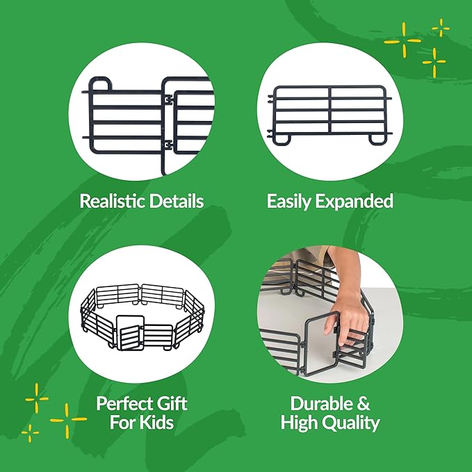 Big Country Toys 7-Piece Corral Fence Panel Set - 1:20 Scale - Farm Toys - Toy Fence Panels-PawvioPets