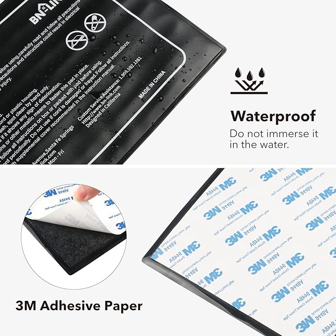 BN-LINK Reptile Heating Pad 8" X 12" with Adjust Knob, Adjustable Temperature Electric Indoor Under Tank Terrarium Heating Mat Waterproof for Turtles, Lizards, Frogs, and Other Reptiles-PawvioPets