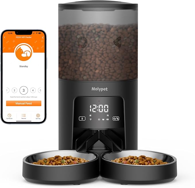 Automatic Cat Feeder 2 Cats - 5G WiFi Pet Feeder with APP Control, 6L Dry Food Dog Feeder with Blockage Alarms, 1-10 Meals Per Day-PawvioPets
