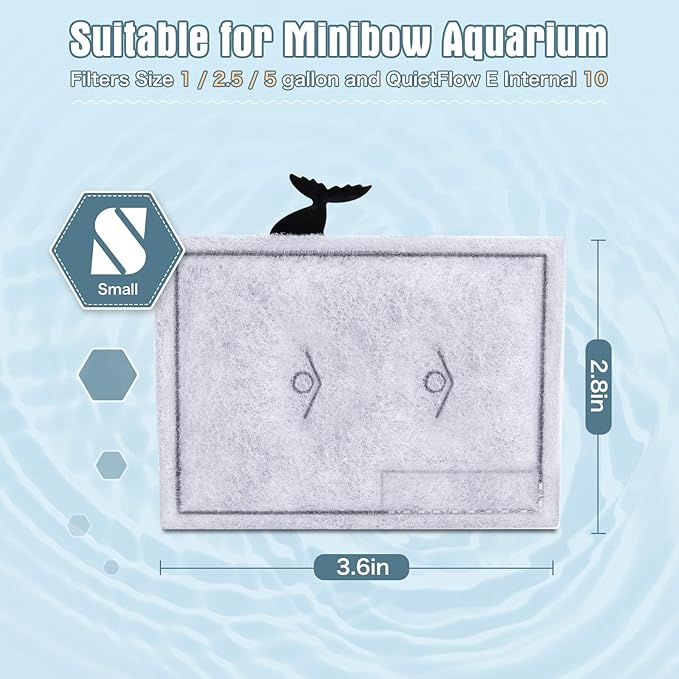 6 Packs Small Filters Cartridges Compatible with Aqueon Small Filter Carbon Filter Cartridge Compatible with Aqueon QuietFlow E Internal Power Filter 10 and 1/2.5/5 Gallon Minibow Aquarium Filters-PawvioPets