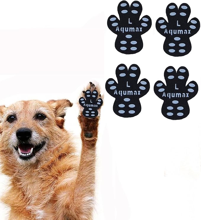 Dog Paw Protector Anti-Slip Pads,Toe Grips for Senior Dogs,Paw Grips Traction Pads for Slippery Hardwood Floors,Essentials for Senior Dogs,12 Sets (48 pcs) L Black-PawvioPets